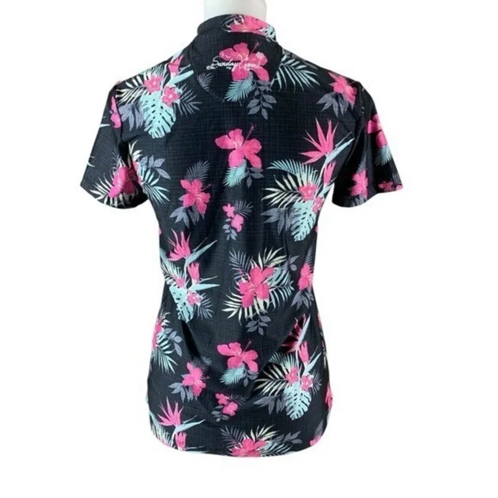 Sunday Crew Floral‎ UPF 50 Top Small Hawaiian Tropical Print Surf Rashguard